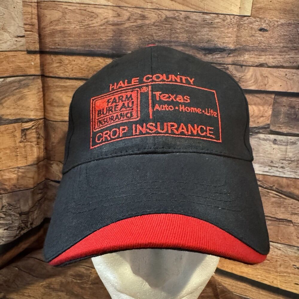 Hale County Farm Bureau Crop Insurance Hat Hit Wear Texas Black Red Promo Cap